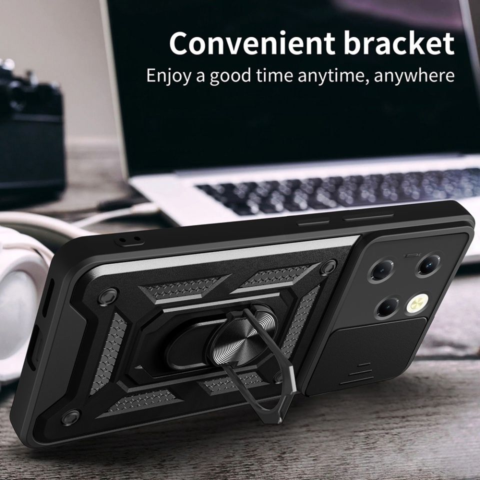 Husa pentru Infinix Hot 40 / Hot 40 Pro / Tecno Spark 20 Pro cu inel magnetic si protectie camera Skyddar CamShield - Verde - 3 | YEO
