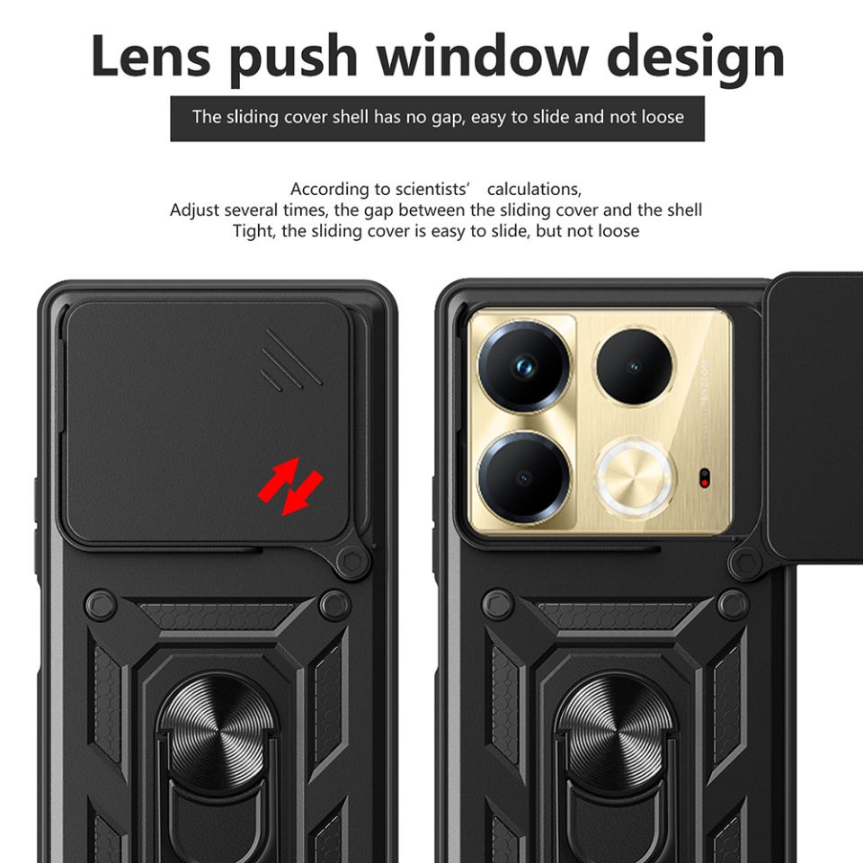 Husa pentru Infinix Note 40 cu inel magnetic si protectie camera Skyddar CamShield - Negru - 1 | YEO