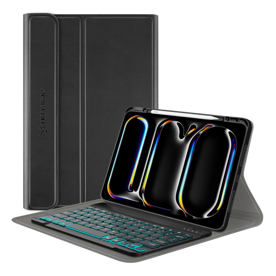 Husa pentru iPad Pro 11 (2024) cu Tastatura Bluetooth si Protectie 360°, SKDR DuoSmart Cover - Negru