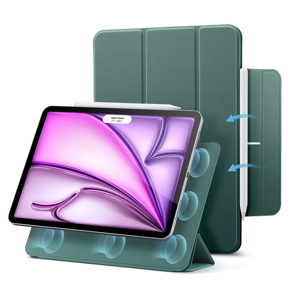 Husa pentru iPad Pro 12.9 (2020/2021/2022) / Air 13 (2024) / Air 13 (2025), tip Carte, Rebound Magnetic ESR - Verde