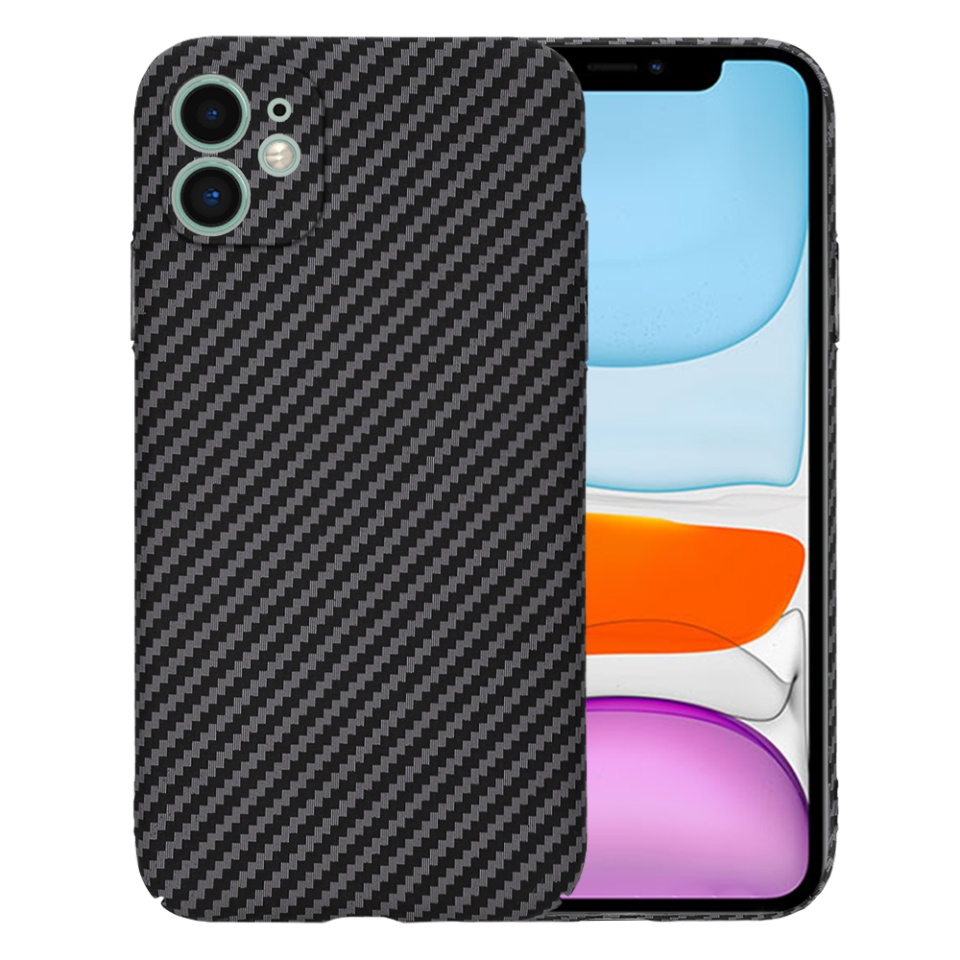 Husa pentru iPhone 11, Finisaj Premium cu Textura de Carbon, Design Elegant, SKDR CarbonFlex - Negru