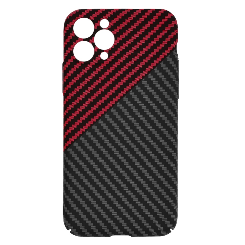 Husa pentru iPhone 11 Pro, Finisaj Premium cu Textura de Carbon, Design Elegant, SKDR CarbonFlex - Rosu inchis - 3 | YEO