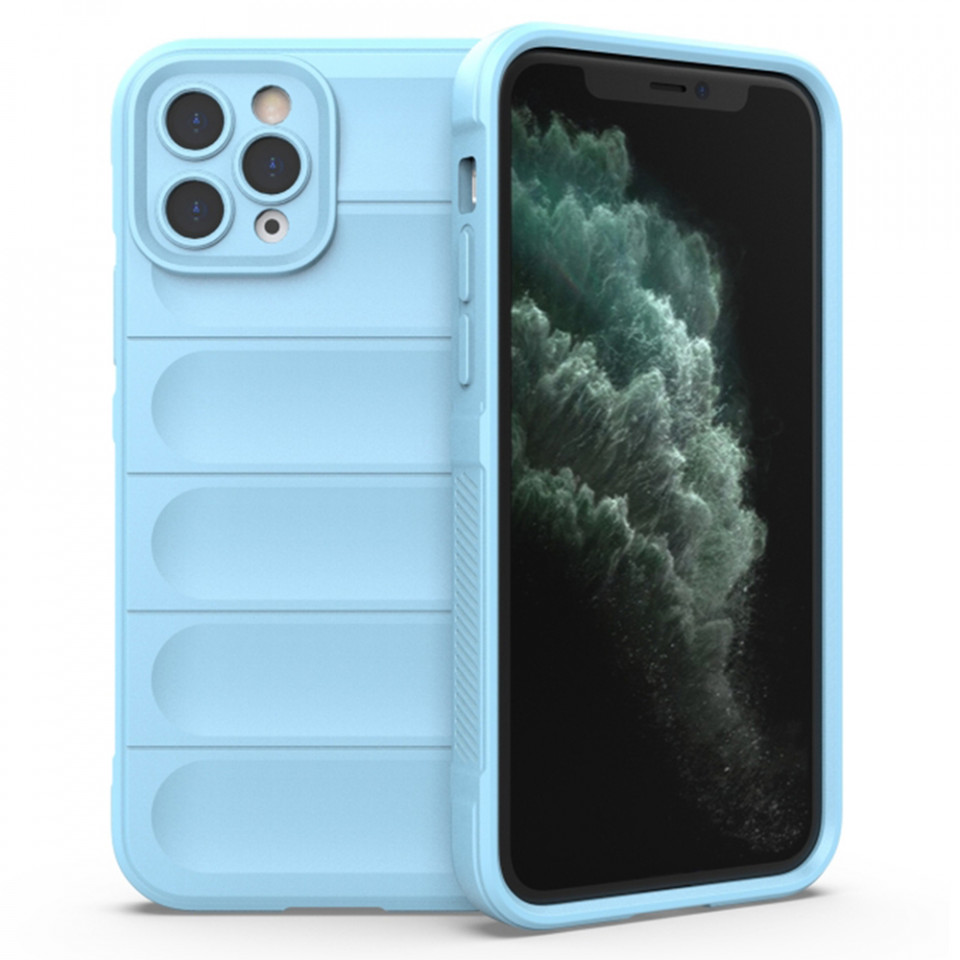 Husa pentru iPhone 11 Pro Max eleganta, din silicon mat, SKDR Vogue - Bleu
