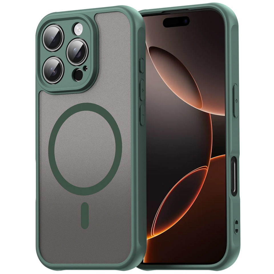 Husa pentru iPhone 11 Pro Max, SKYDDAR INNOVATION, HaloFrost MagSafe II, Antisoc, set cu sticker, Verde