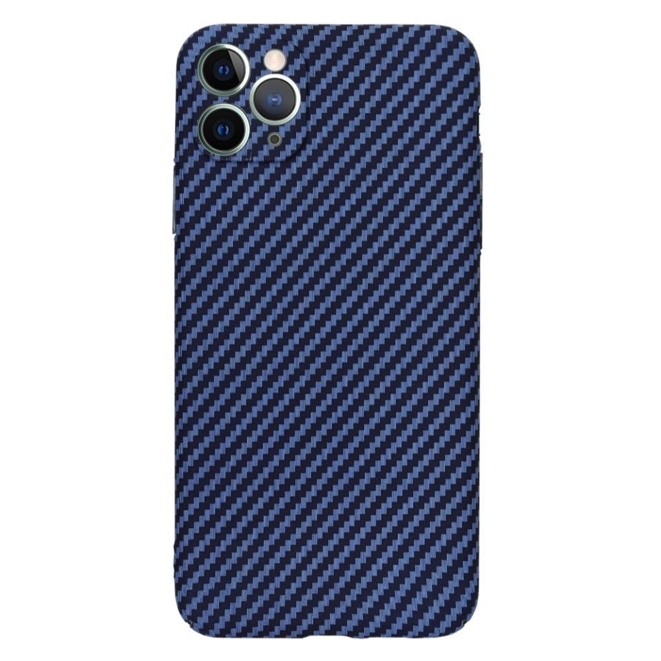 Husa pentru iPhone 11 Pro Max, SKYDDAR INNOVATION, textura carbon, Carbonite FiberShell, set cu sticker, Cyan, - 2 | YEO