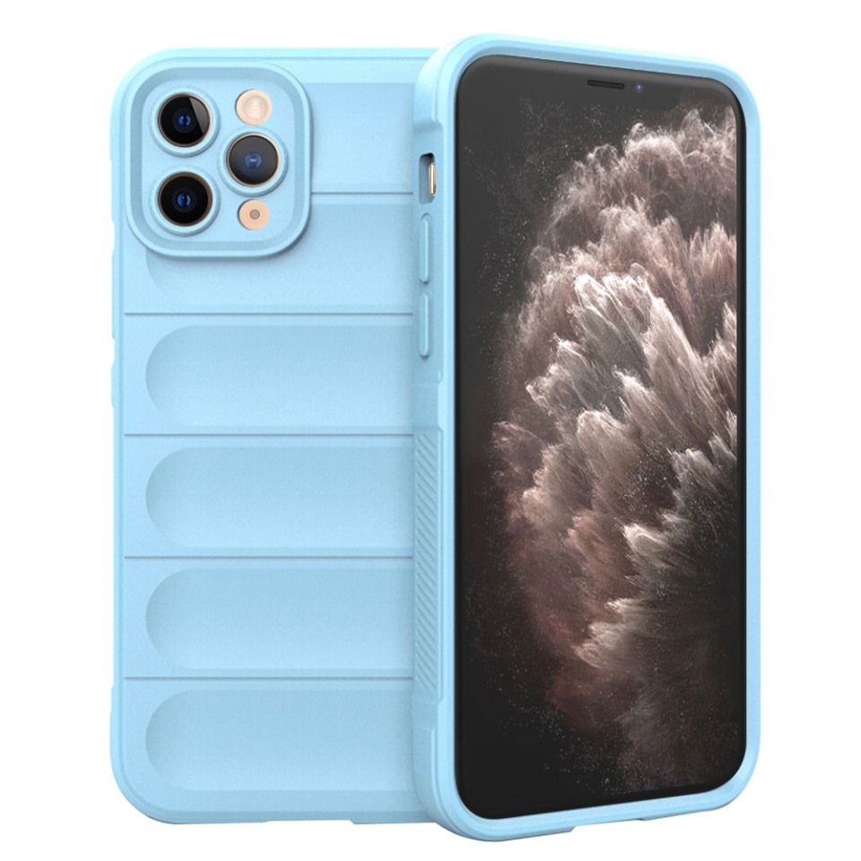 Husa pentru iPhone 11 Pro, SKYDDAR INNOVATION, Vogue, din Silicon Mat, Bleu, set cu sticker