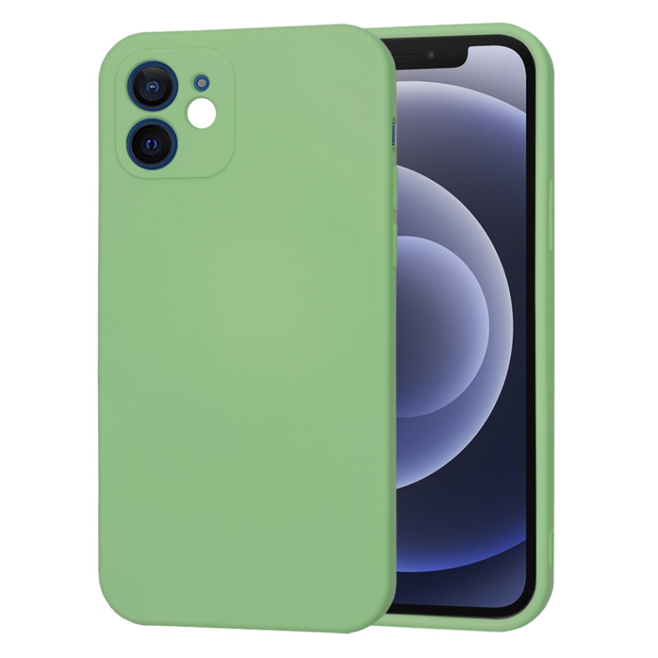 Husa pentru iPhone 12 din Silicon Catifelat, Protectie Premium, Skyddar SoftElegance - Verde deschis