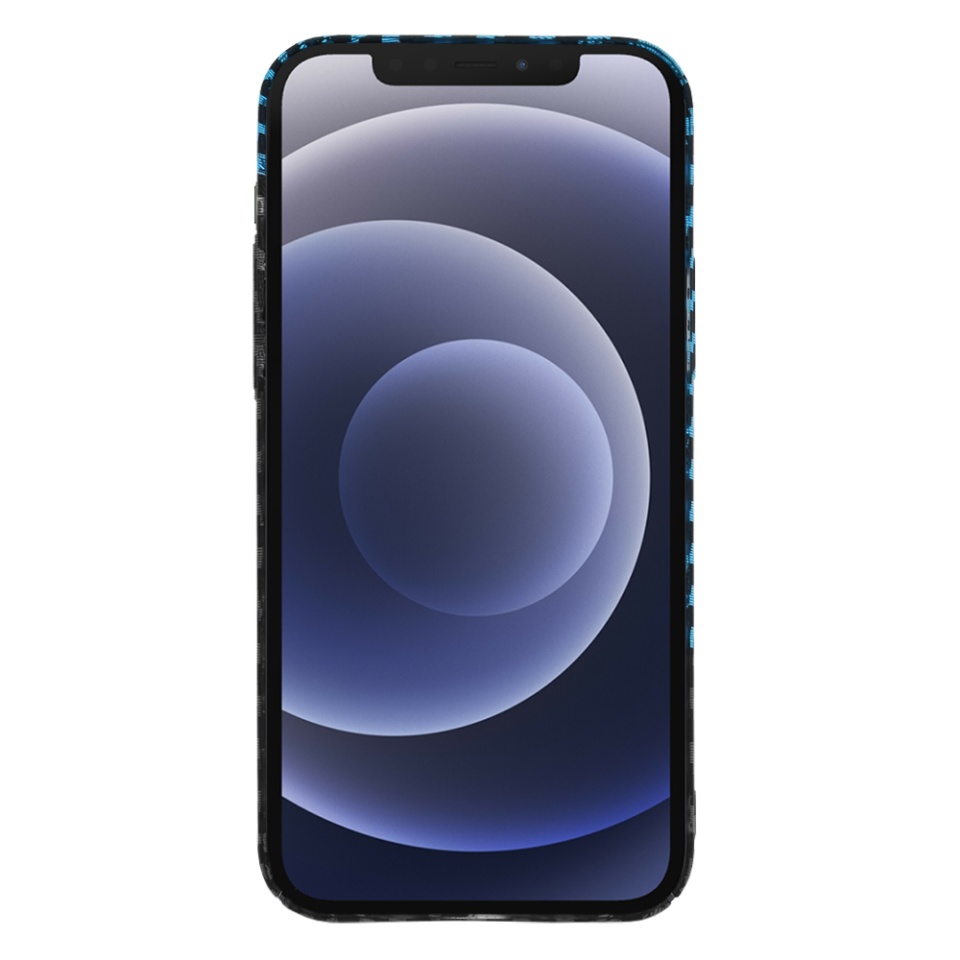 Husa pentru iPhone 12, Finisaj Premium cu Textura de Carbon, Design Elegant, SKDR CarbonFlex - Bleu - 2 | YEO
