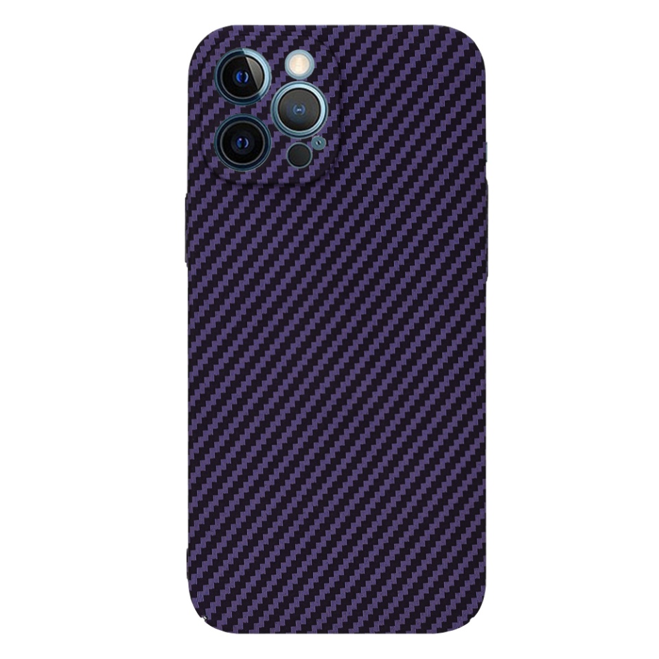 Husa pentru iPhone 12 Pro Max, Finisaj Premium cu Textura de Carbon, Design Elegant, SKDR CarbonFlex - Mov - 2 | YEO
