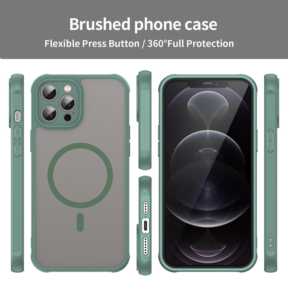Husa pentru iPhone 12 Pro Max, SKYDDAR INNOVATION, HaloFrost MagSafe II, Antisoc, set cu sticker, Verde - 2 | YEO