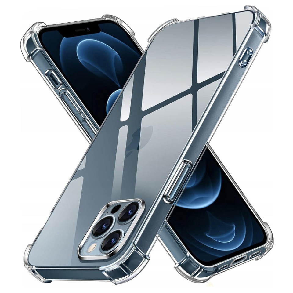 Husa pentru iPhone 12 Pro Max , SKYDDAR INNOVATION, Shockproof Clear din Silicon Slim, Transparenta, set cu sticker