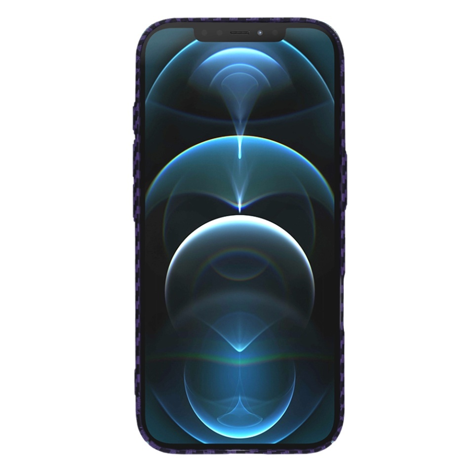 Husa pentru iPhone 12 Pro Max, SKYDDAR INNOVATION, textura carbon, Carbonite FiberShell, set cu sticker, Mov, - 1 | YEO