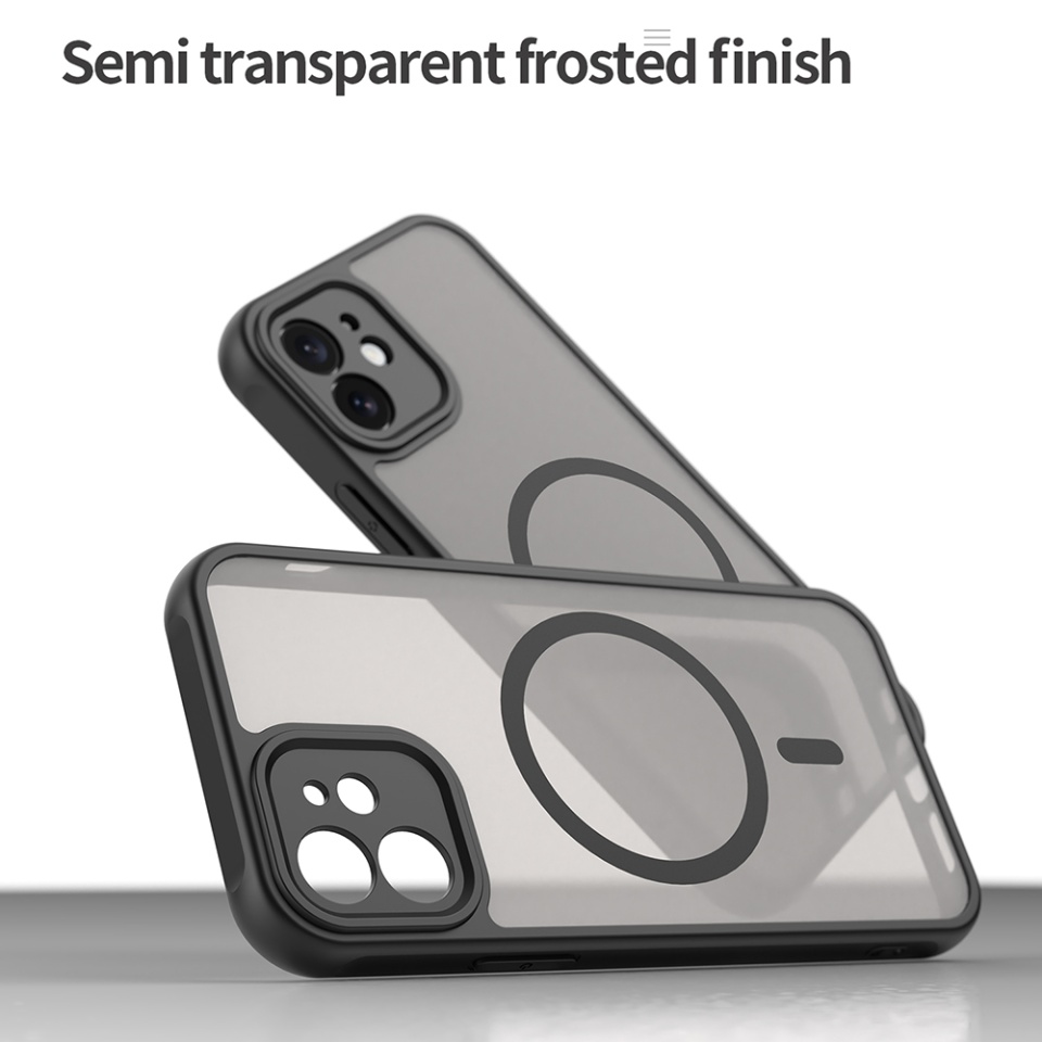 Husa pentru iPhone 12, SKYDDAR INNOVATION, HaloFrost MagSafe II, Antisoc, set cu sticker, Negru - 2 | YEO