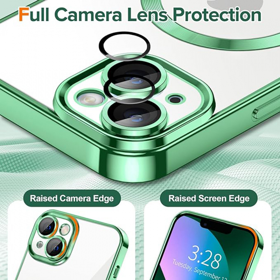 Husa pentru iPhone 13 cu Magsafe integrat, SKYDDAR Luxury Shield - Verde deschis - 3 | YEO