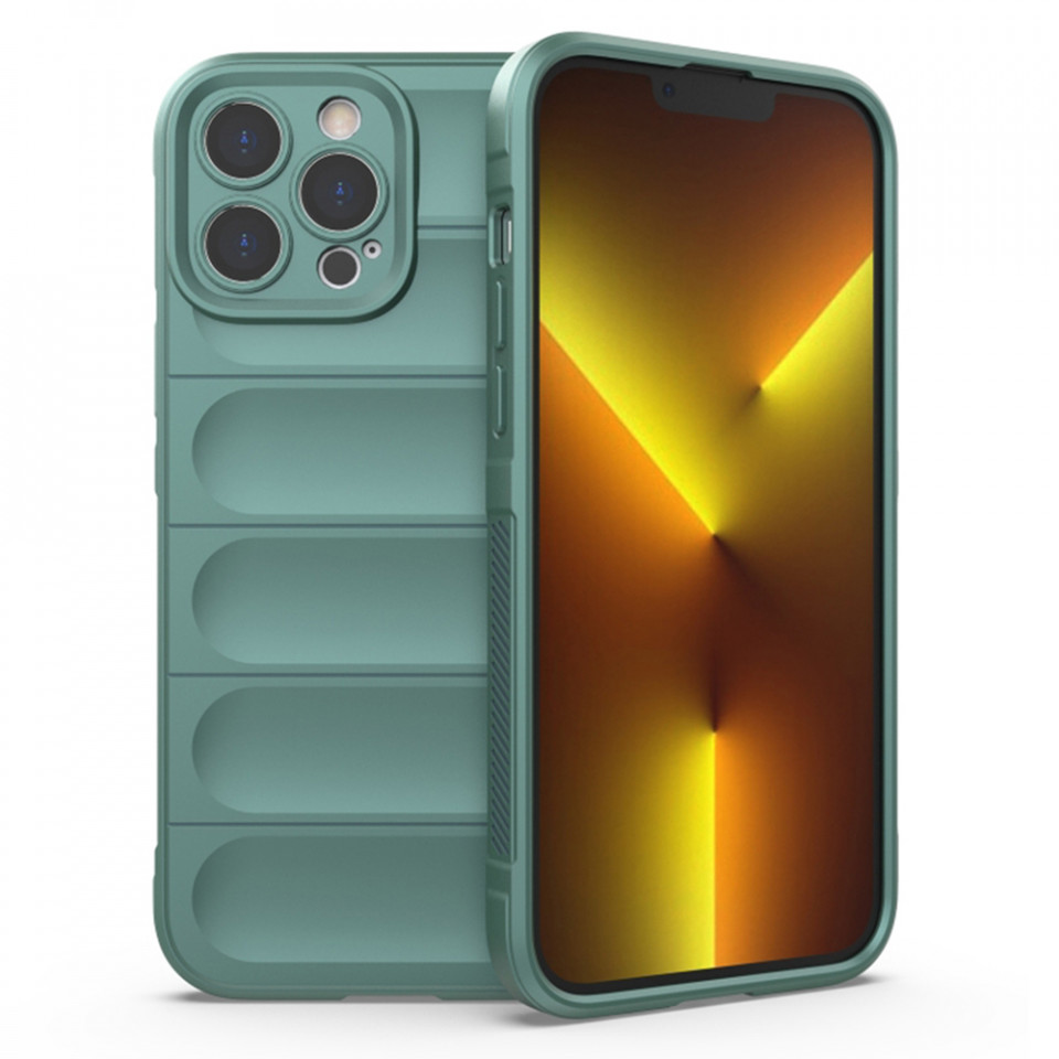 Husa pentru iPhone 13 Pro Max eleganta, din silicon mat, SKDR Vogue - Verde