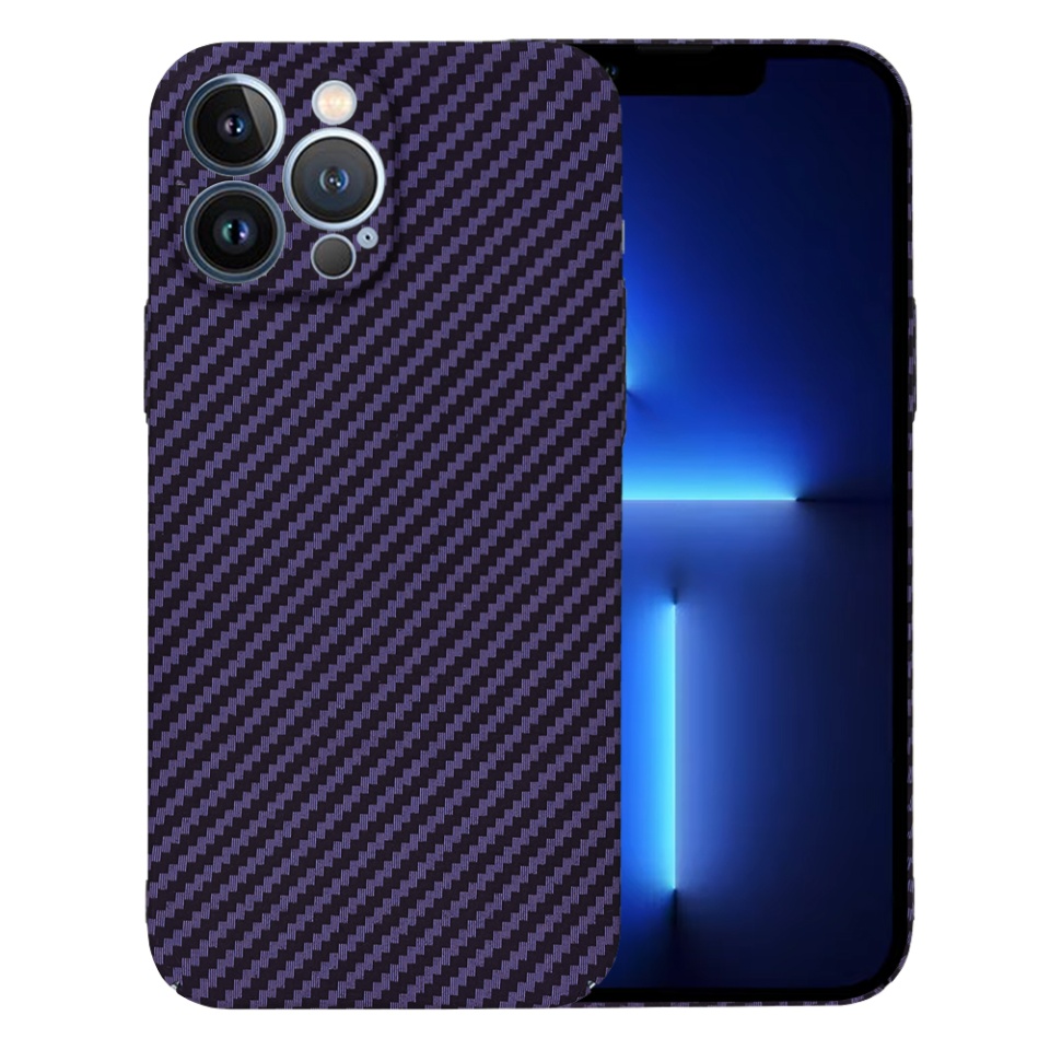 Husa pentru iPhone 13 Pro Max, Finisaj Premium cu Textura de Carbon, Design Elegant, SKDR CarbonFlex - Mov