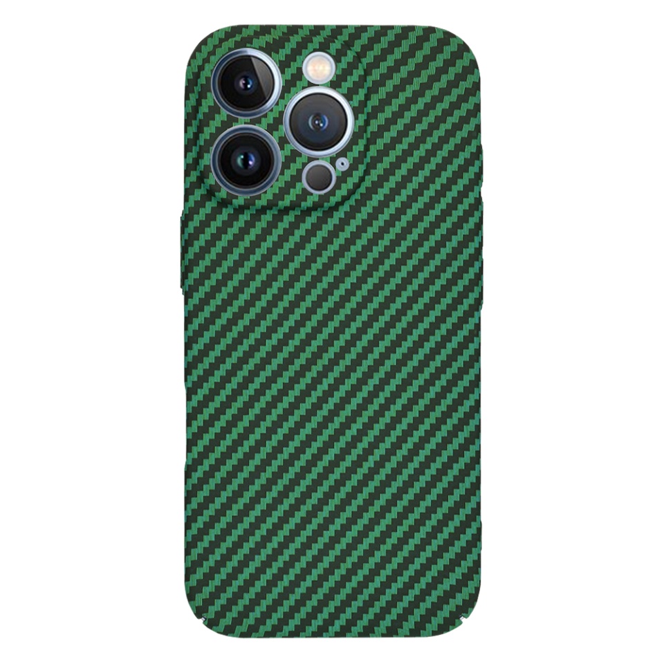 Husa pentru iPhone 13 Pro Max, SKYDDAR INNOVATION, textura carbon, Carbonite FiberShell, Verde, set cu sticker - 2 | YEO