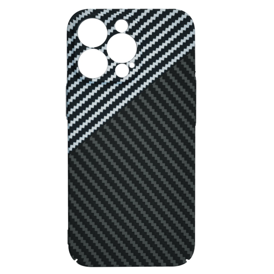 Husa pentru iPhone 13 Pro, SKYDDAR INNOVATION, textura carbon, Carbonite FiberShell, Gri, set cu sticker - 3 | YEO