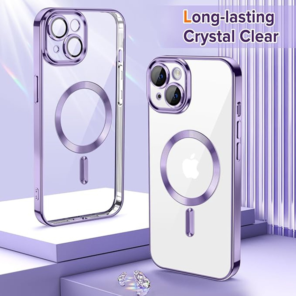 Husa pentru iPhone 13, SKYDDAR INNOVATION, Luxury Shield Magsafe, Protectie Antisoc, Mov, set cu sticker - 1 | YEO