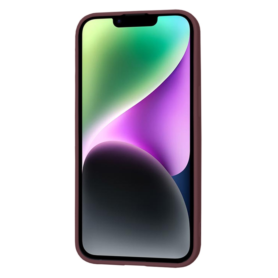 Husa pentru iPhone 14 din Silicon Catifelat, Protectie Premium, Skyddar SoftElegance - Bordo - 1 | YEO