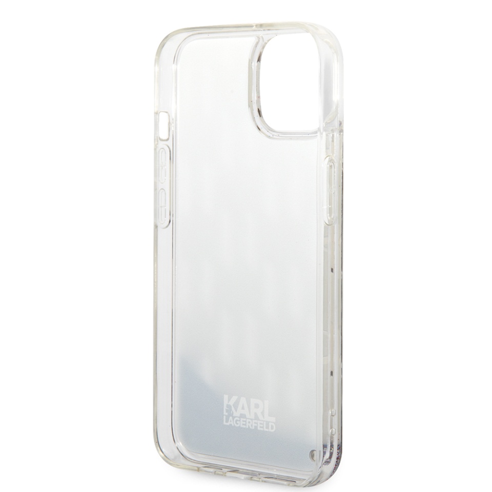 Husa pentru iPhone 14, Hardcase Liquid Glitter, Karl Lagerfeld - Monogram Argintiu - 3 | YEO