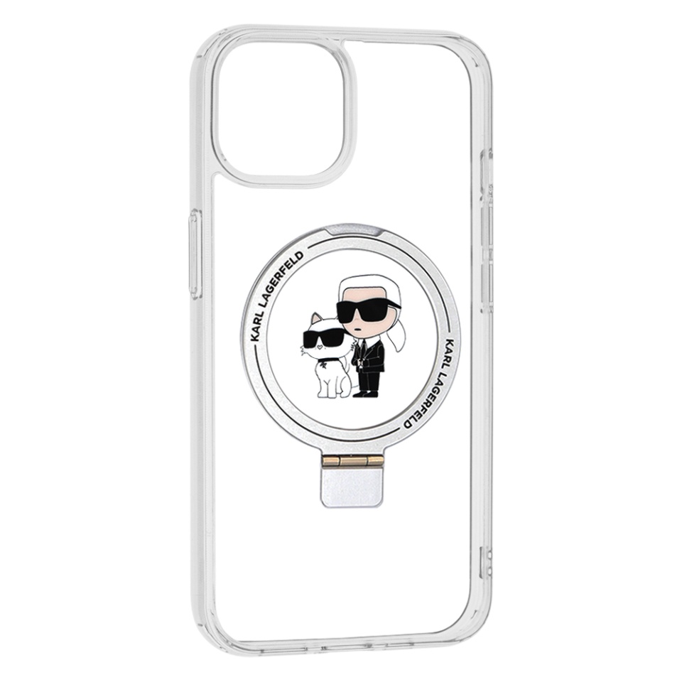 Husa pentru iPhone 14, Hardcase Ring Stand MagSafe, Karl Lagerfeld - Alb - 1 | YEO