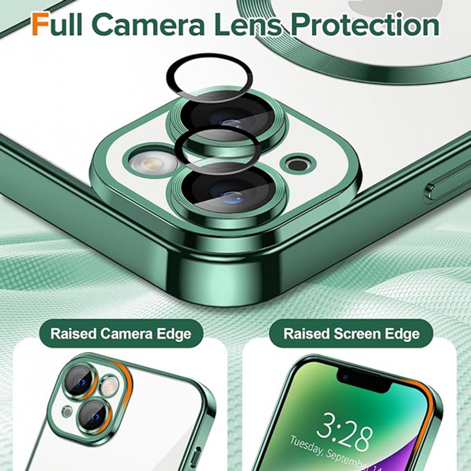 Husa pentru iPhone 14 Plus cu Magsafe integrat, SKYDDAR Luxury Shield - Verde inchis - 3 | YEO