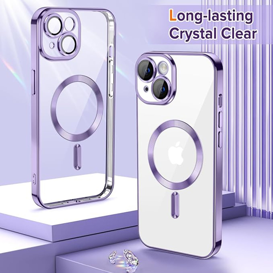 Husa pentru iPhone 14 Plus, SKYDDAR INNOVATION, Luxury Shield Magsafe, Protectie Antisoc, Mov, set cu sticker - 1 | YEO