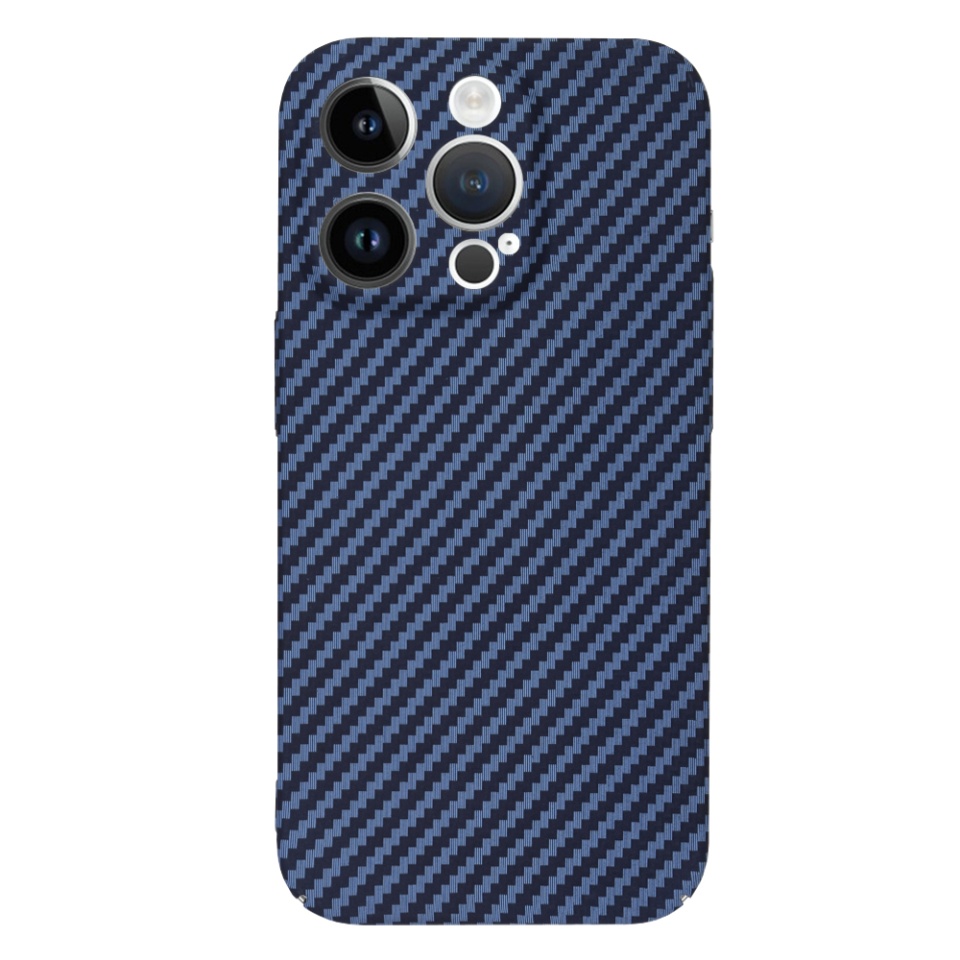 Husa pentru iPhone 14 Pro, Finisaj Premium cu Textura de Carbon, Design Elegant, SKDR CarbonFlex - Cyan - 2 | YEO