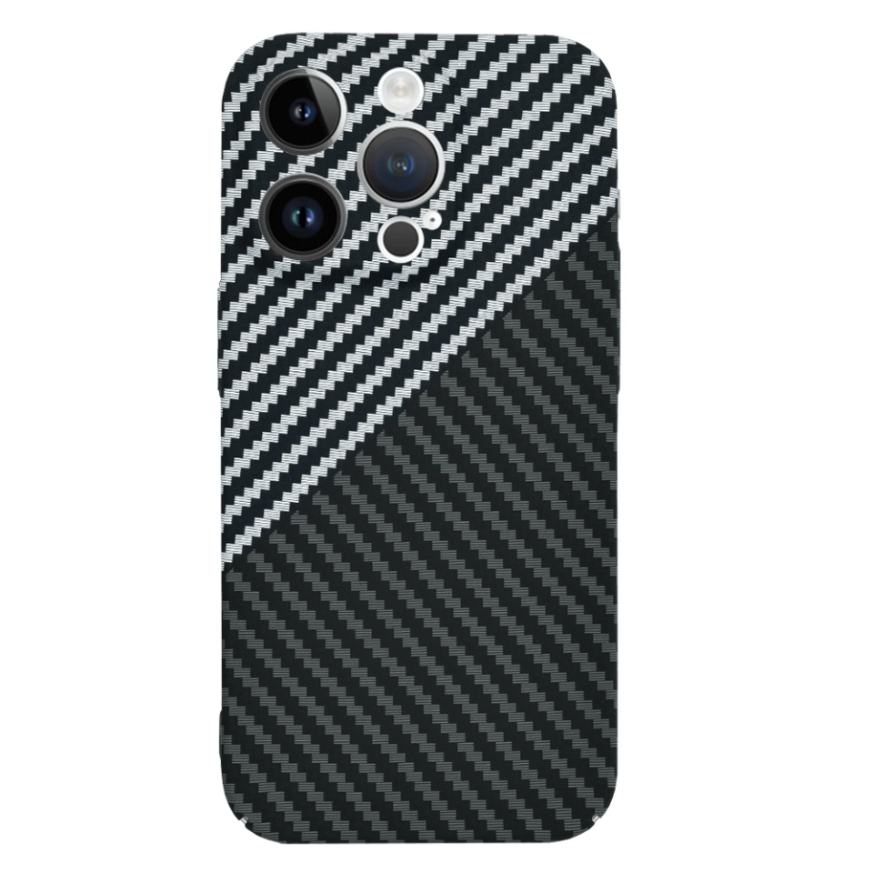 Husa pentru iPhone 14 Pro, Finisaj Premium cu Textura de Carbon, Design Elegant, SKDR CarbonFlex - Gri - 1 | YEO