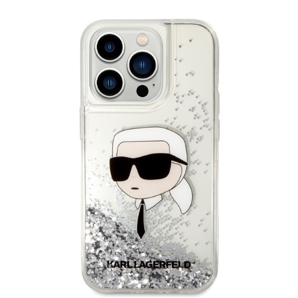 Husa pentru iPhone 14 Pro, Hardcase Glitter, Karl Lagerfeld, Argintiu - 2 | YEO