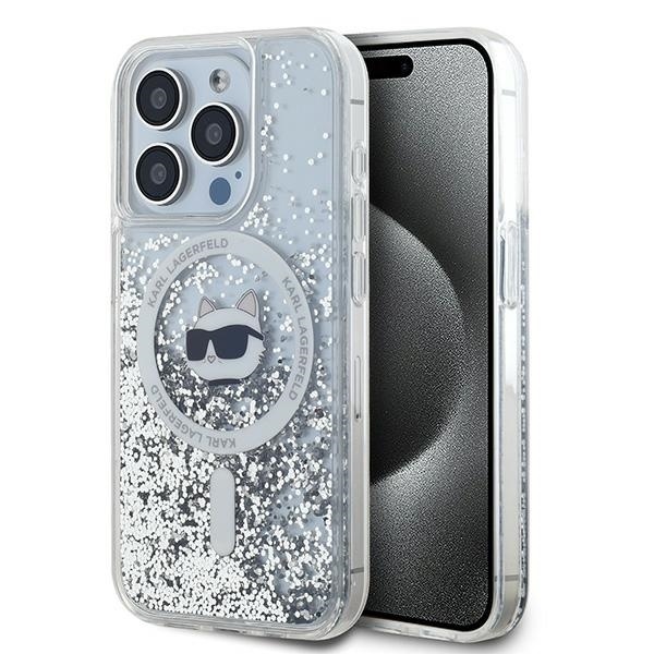 Husa pentru iPhone 14 Pro, Liquid Glitter MagSafe, Karl Lagerfeld - Transparenta