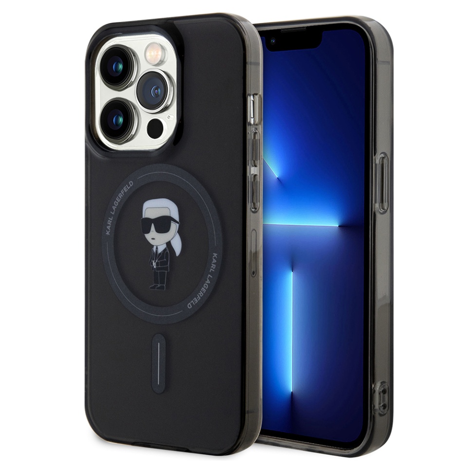Husa pentru iPhone 14 Pro Max, Karl Lagerfeld, IML MagSafe, Negru