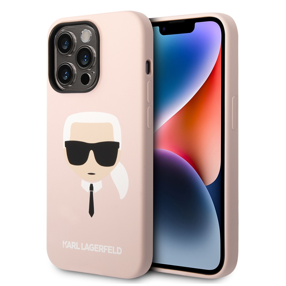 Husa pentru iPhone 14 Pro Max, Silicone MagSafe, Karl Lagerfeld - Roz deschis