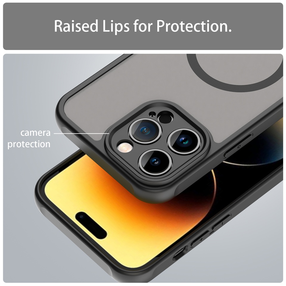 Husa pentru iPhone 14 Pro Max, SKYDDAR INNOVATION, HaloFrost MagSafe II, Antisoc, set cu sticker, Negru - 5