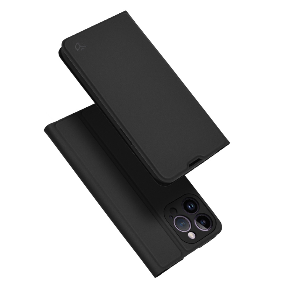 Husa pentru iPhone 14 Pro Max, SKYDDAR INNOVATION, Magskin Book, tip Carte cu Portofel Interior, set cu sticker, Negru