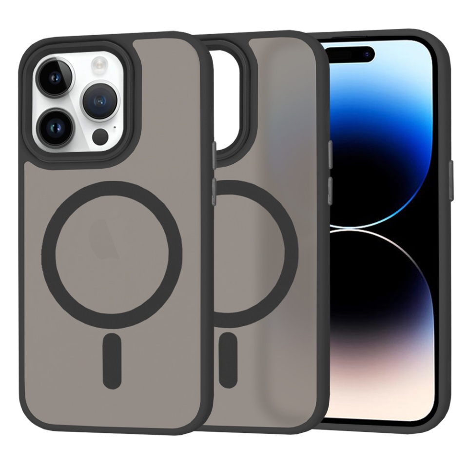 Husa pentru iPhone 14 Pro, SKYDDAR INNOVATION, HaloFrost MagSafe, Antisoc, set cu sticker, Negru