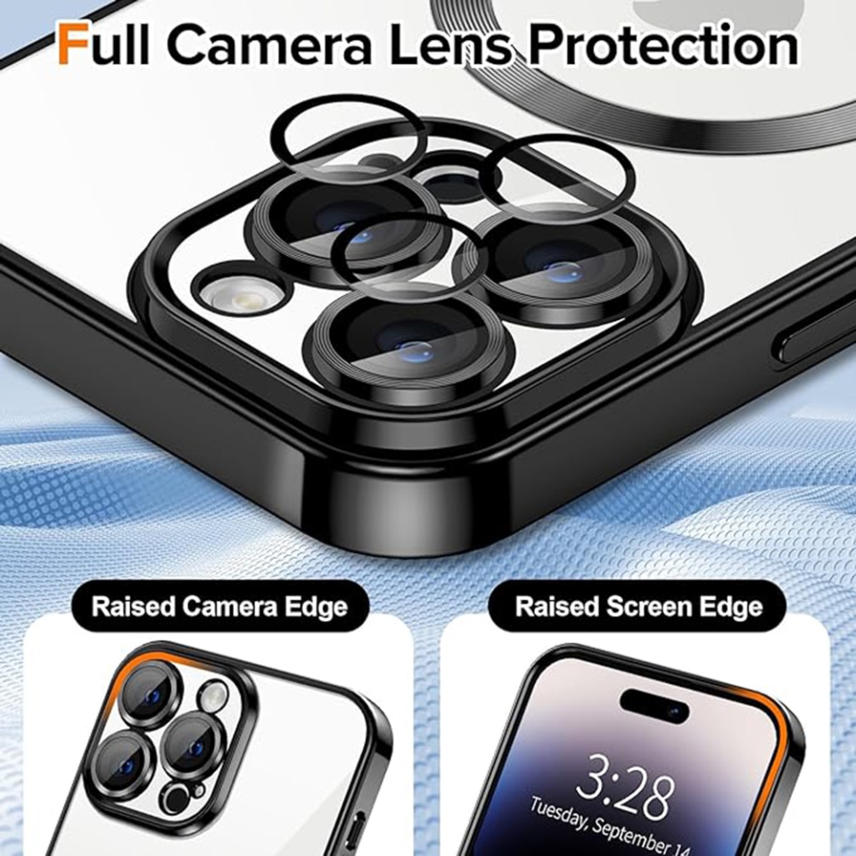 Husa pentru iPhone 14 Pro, SKYDDAR INNOVATION, Luxury Shield Magsafe, Protectie Antisoc, Negru, set cu sticker - 3 | YEO