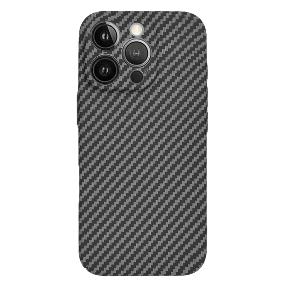 Husa pentru iPhone 14 Pro, SKYDDAR INNOVATION, textura carbon, Carbonite FiberShell, Negru, set cu sticker - 2 | YEO