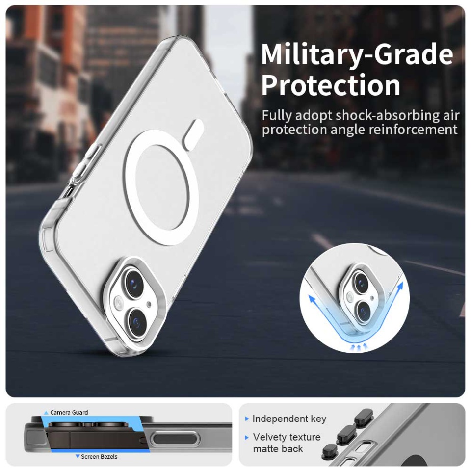 Husa pentru iPhone 14, SKYDDAR INOVATION, CandyCase, Magsafe, set cu sticker, Alb - 6