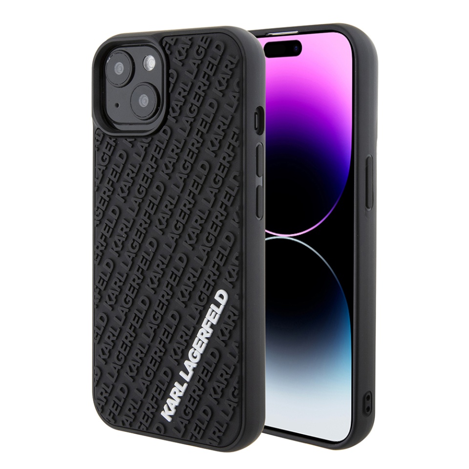 Husa pentru iPhone 15, 3D Design, Karl Lagerfeld, Negru