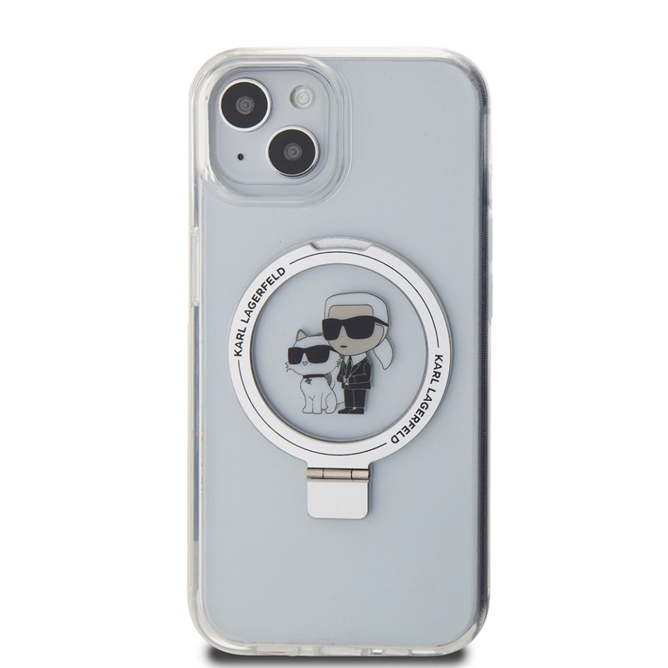 Husa pentru iPhone 15, Hardcase Ring Stand MagSafe, Karl Lagerfeld - Alb - 3 | YEO