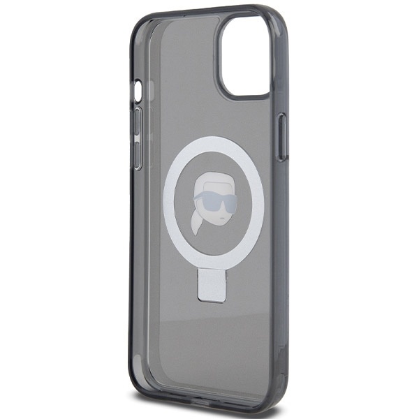 Husa pentru iPhone 15, Hardcase Ring Stand MagSafe, Karl Lagerfeld - Negru - 1 | YEO