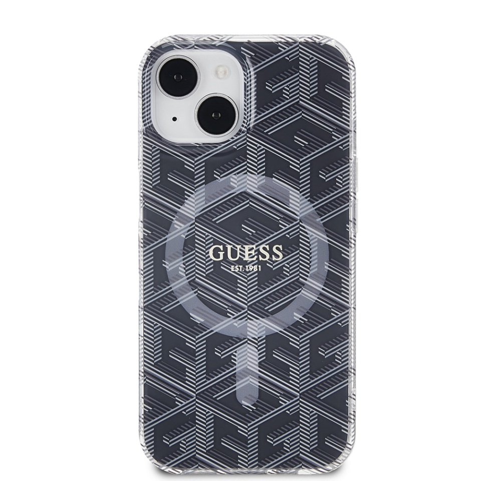 Husa pentru iPhone 15, IML GCube MagSafe, Guess - Negru - 2 | YEO