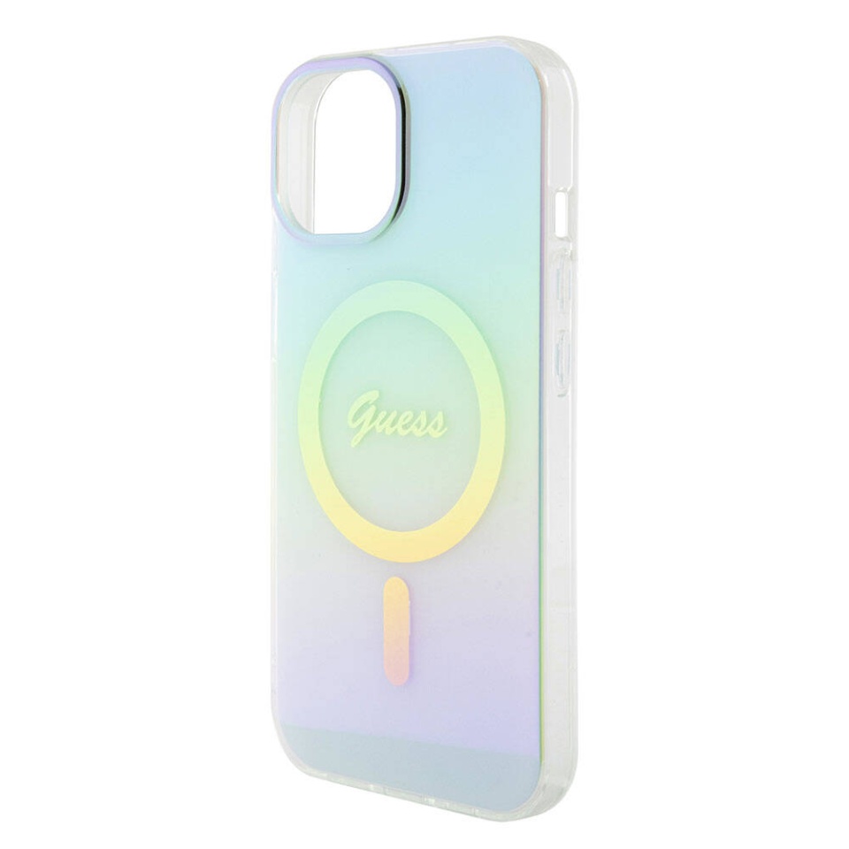 Husa pentru iPhone 15 IML Iridescent MagSafe, Guess - Turcoaz - 2 | YEO