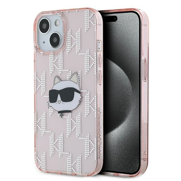 Husa pentru iPhone 15 IML Luxury, Karl Lagerfeld - Roz