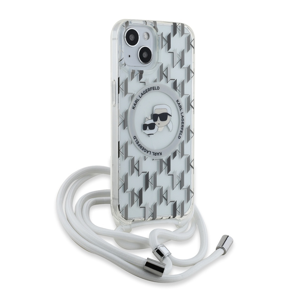 Husa pentru iPhone 15, Karl Lagerfeld, IML Crossbody MagSafe, Clear Mono Karl&Choupette - 3 | YEO