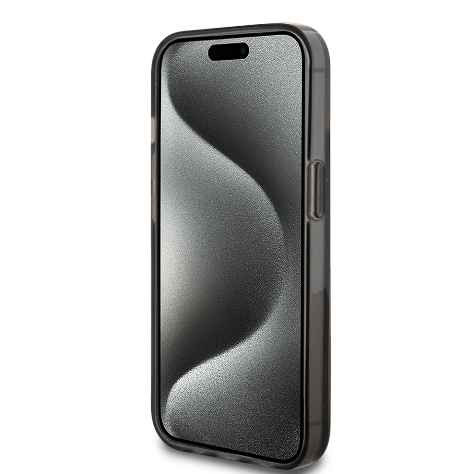 Husa pentru iPhone 15, Liquid Glitter Gold Stripes, Guess - Negru - 2 | YEO