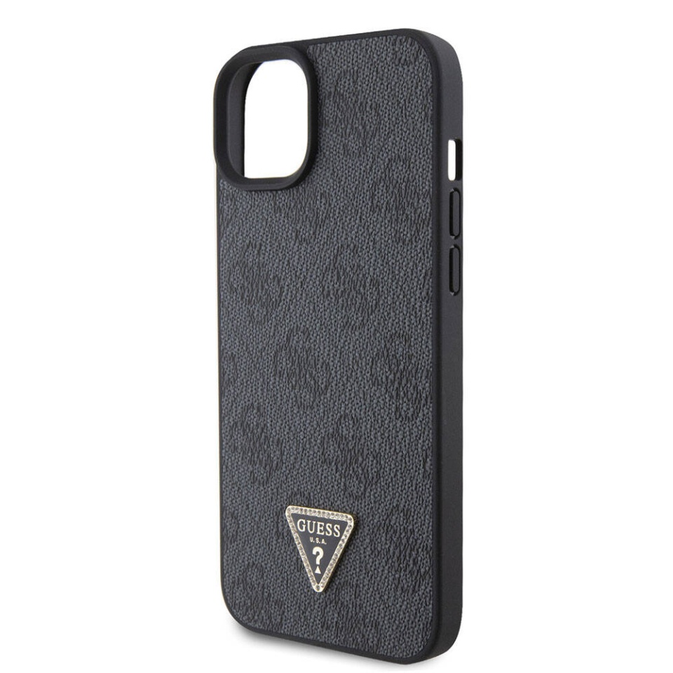 Husa pentru iPhone 15 Plus cu snur, Leather Metal Logo Strass Crossbody, Guess - Negru - 3 | YEO