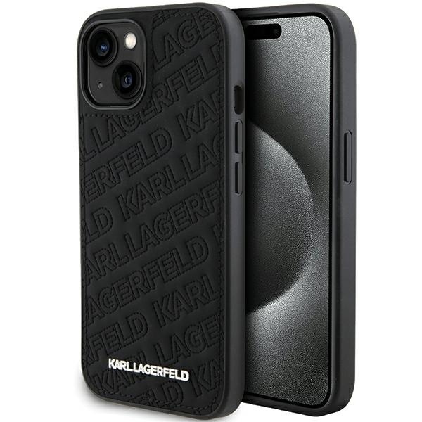 Husa pentru iPhone 15 Plus, Diagonal Quilted K Pattern, Karl Lagerfeld, Negru